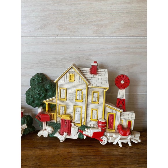 Vintage Pair of 1975 Homco Farmhouse and Big Red Barn Wall Hangings - Picture 2 of 8